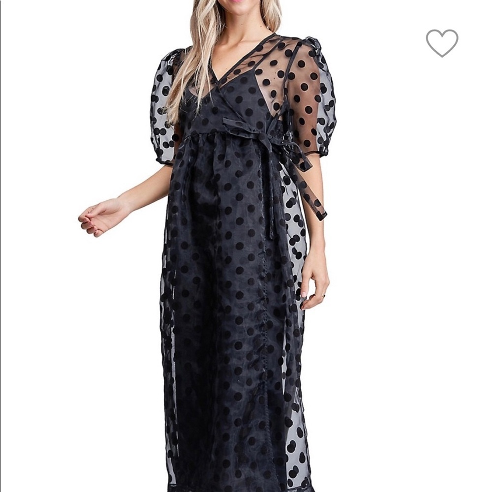 en saison Organza Dot-Print Midi Dress